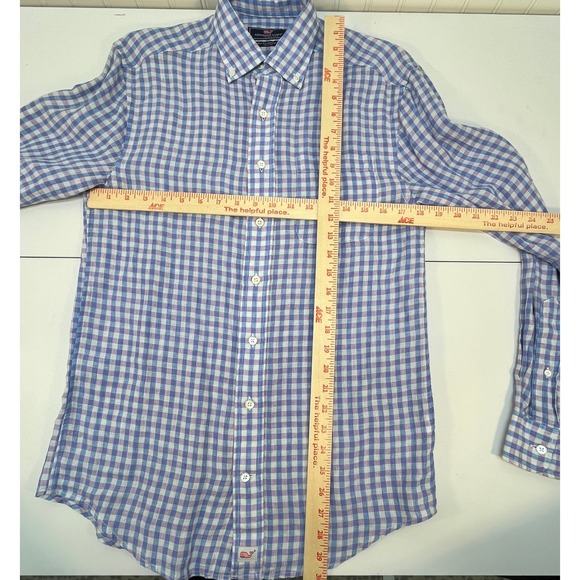 Vineyard Vines Classic Fit Murray Shirt Men's Size Small Gingham 100% Linen READ - Picture 6 of 10